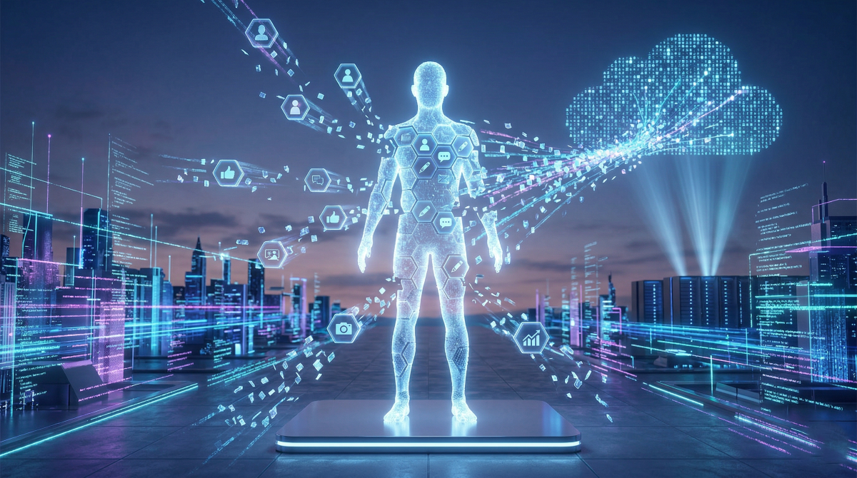 Illustration du concept : comment appelle-t-on l’image d’une personne renvoyée par le web, montrant la construction de l'identité numérique.